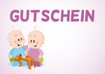 Gutschein zwei kleine Baby mit Kuschelteddy