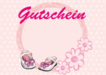 Gutschein Blumen und Babyschuhe