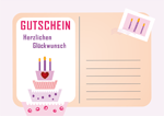 Gutschein Geburtstagskarte und Torte